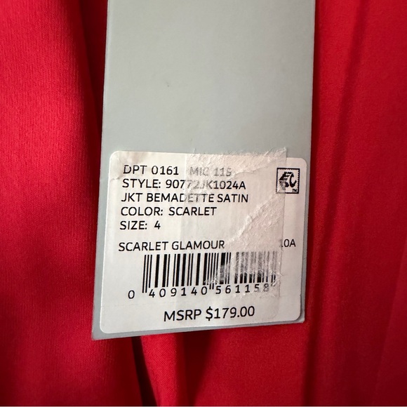 NWT Antonio Melani Bernadette Satin Women's Red Jacket Size 4 Formal Cocktail - Picture 10 of 14